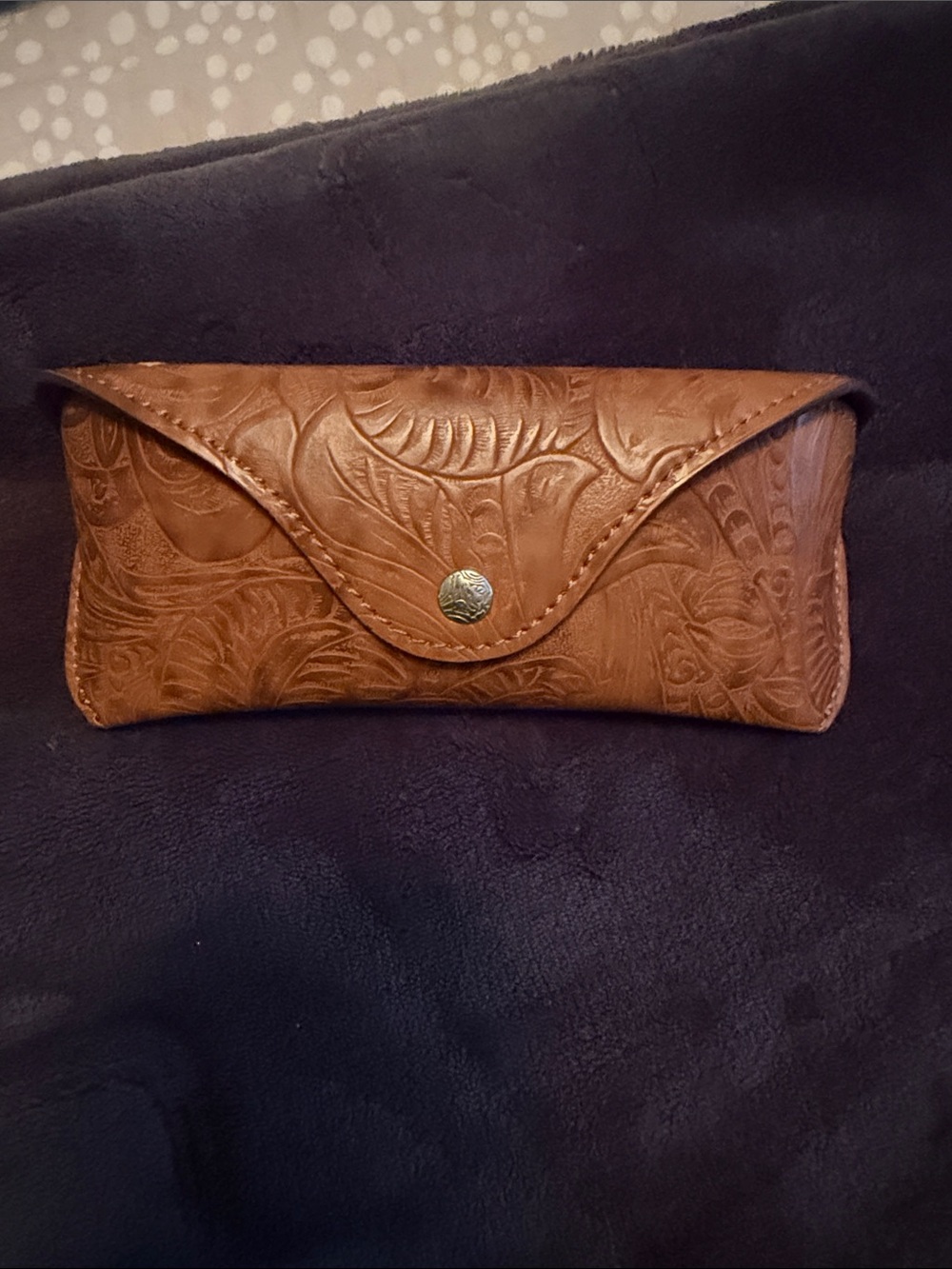 Polo by Ralph Lauren Embossed Tan Leather Eyewear Case